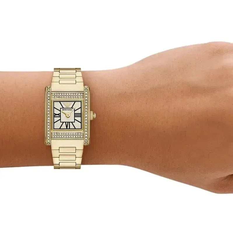 Emporio Armani Genni Crystals Gold Dial Gold Steel Strap Watch for Women  - AR11663