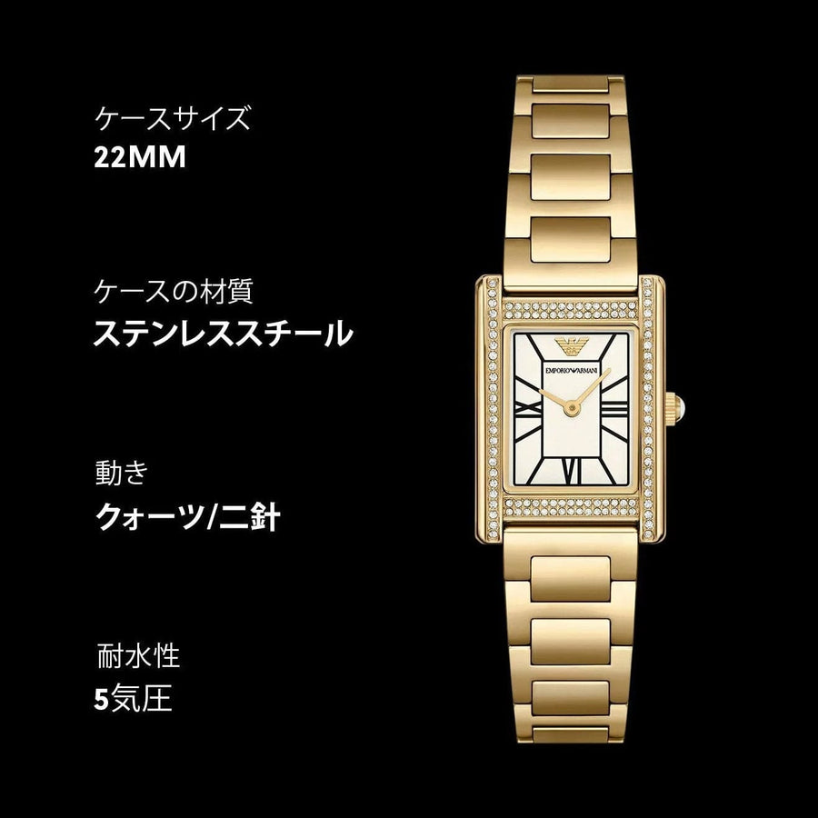 Emporio Armani Genni Crystals Mother of Pearl Dial Gold Steel Strap Watch for Women - AR11659