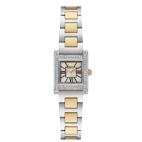Emporio Armani Genni Crystals Silver Dial Two Tone Steel Strap Watch for Women - AR11704