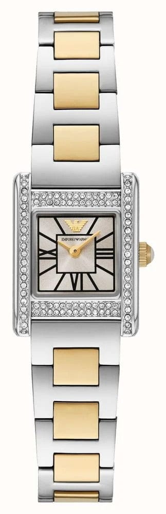 Emporio Armani Genni Crystals Silver Dial Two Tone Steel Strap Watch for Women - AR11704