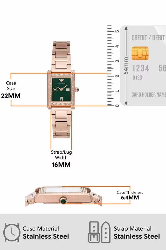 Emporio Armani Genni Green Dial Rose Gold Steel Strap Watch for Women - AR11641
