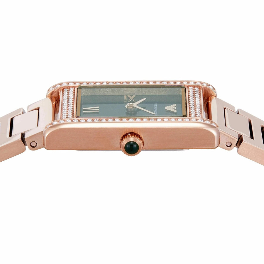 Emporio Armani Genni Green Dial Rose Gold Steel Strap Watch for Women - AR11641