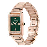 Emporio Armani Genni Green Dial Rose Gold Steel Strap Watch for Women - AR11641