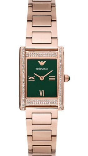 Emporio Armani Genni Green Dial Rose Gold Steel Strap Watch for Women - AR11641