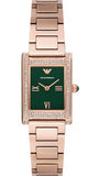 Emporio Armani Genni Green Dial Rose Gold Steel Strap Watch for Women - AR11641
