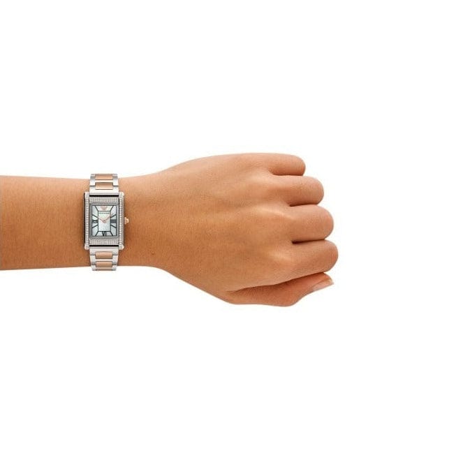 Emporio Armani Genni Mother of Pearl Dial Two Tone Steel Strap Watch for Women - AR11626