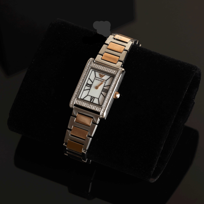 Emporio Armani Genni Mother of Pearl Dial Two Tone Steel Strap Watch for Women - AR11626