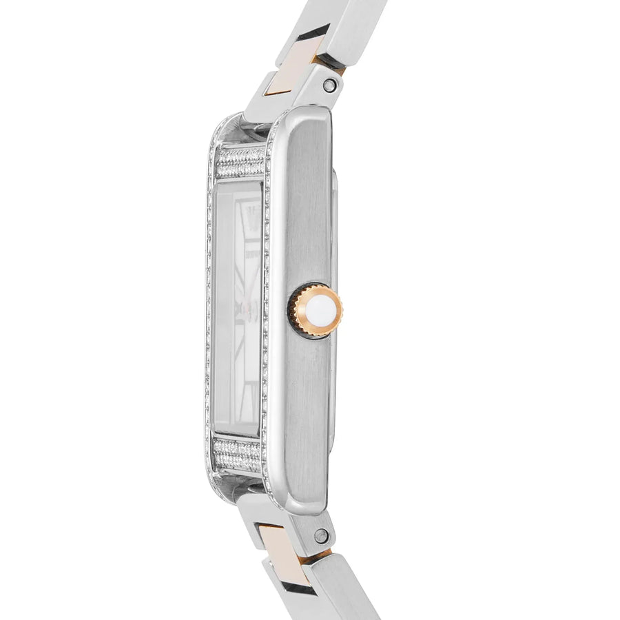 Emporio Armani Genni Mother of Pearl Dial Two Tone Steel Strap Watch for Women - AR11626