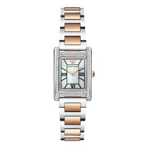 Emporio Armani Genni Mother of Pearl Dial Two Tone Steel Strap Watch for Women - AR11626