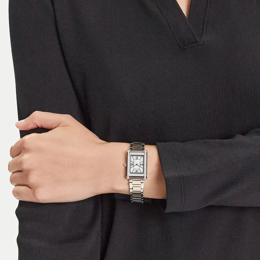 Emporio Armani Genni Mother of Pearl Dial Two Tone Steel Strap Watch for Women - AR11626