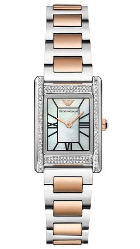 Emporio Armani Genni Mother of Pearl Dial Two Tone Steel Strap Watch for Women - AR11626