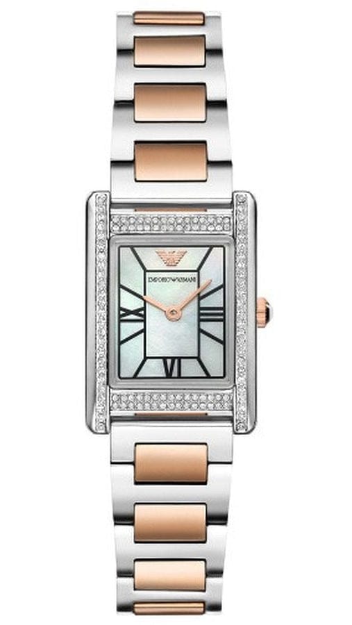 Emporio Armani Genni Mother of Pearl Dial Two Tone Steel Strap Watch for Women - AR11626