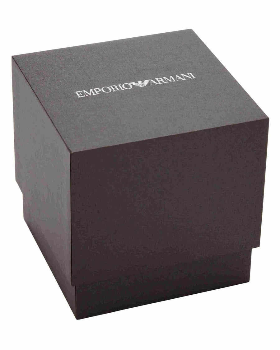 Emporio Armani Genni Silver Dial Black Leather Strap Watch for Women - AR11624
