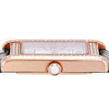 Emporio Armani Genni Silver Dial Black Leather Strap Watch for Women - AR11624