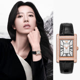 Emporio Armani Genni Silver Dial Black Leather Strap Watch for Women - AR11624