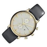 Emporio Armani Gianni Beige Dial Grey Leather Strap Watch For Men - AR0386