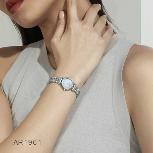 Emporio Armani Gianni Blue Dial Silver Steel Strap Watch For Women - AR1961