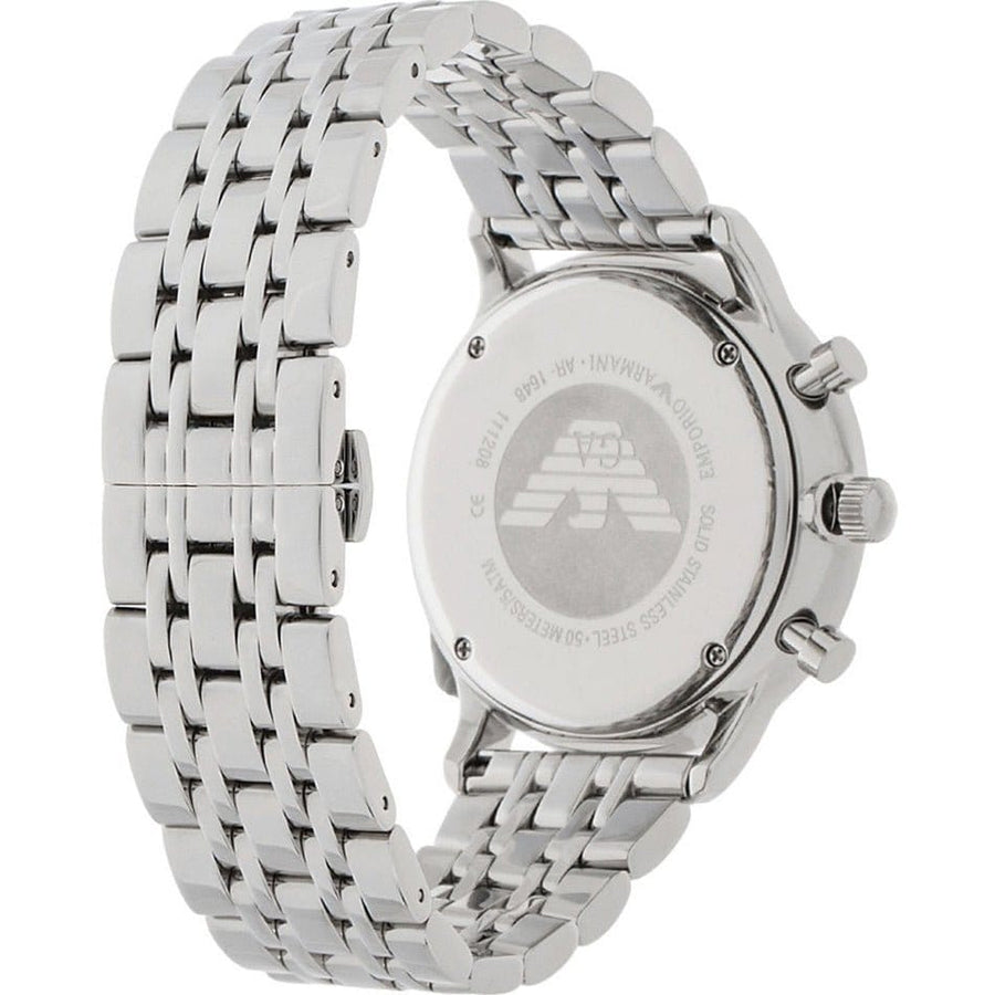 Emporio Armani Gianni Chronograph Blue Dial Silver Steel Strap Watch For Men - AR1648