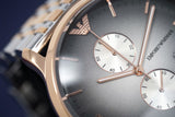 Emporio Armani Gianni Chronograph Grey Dial Two Tone Steel Strap Watch For Men - AR1721