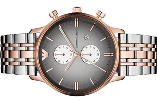 Emporio Armani Gianni Chronograph Grey Dial Two Tone Steel Strap Watch For Men - AR1721