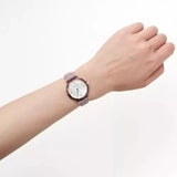 Emporio Armani Gianni Mother of Pearl Dial Purple Leather Strap Watch For Women - AR11003