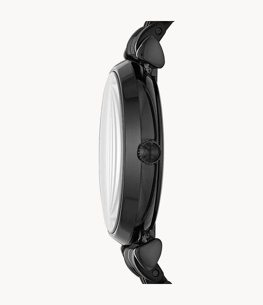 Emporio Armani Gianni T Bar All Black Diamond Dial Watch For Women - AR11245