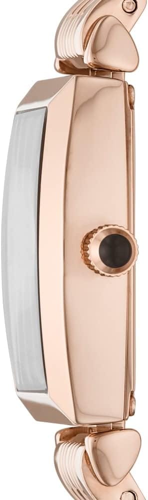 Emporio Armani Gianni T-Bar Analog Crystal Brown Dial Rose Gold Steel Strap Watch For Women - AR11407