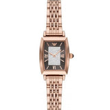 Emporio Armani Gianni T-Bar Analog Crystal Brown Dial Rose Gold Steel Strap Watch For Women - AR11407