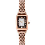 Emporio Armani Gianni T-Bar Analog Crystal Brown Dial Rose Gold Steel Strap Watch For Women - AR11407