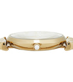 Emporio Armani Gianni T Bar Analog Crystals Gold Dial Gold Steel Strap Watch For Women - AR11608