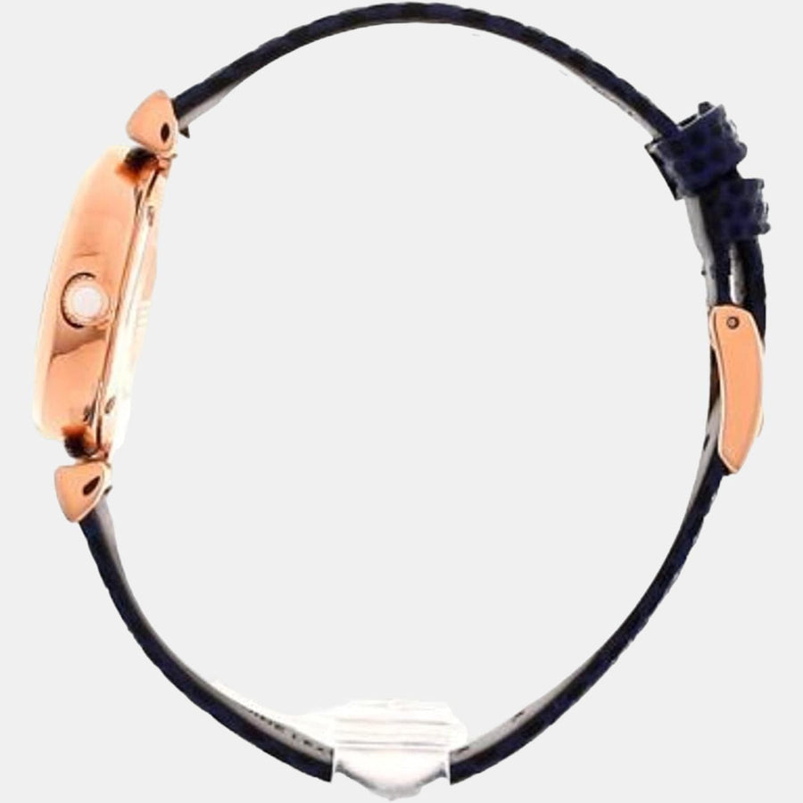 Emporio Armani Gianni T-Bar Analog Mother of Pearl Dial Blue Leather Strap Watch For Women - AR11468