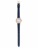 Emporio Armani Gianni T-Bar Analog Mother of Pearl Dial Blue Leather Strap Watch For Women - AR11468