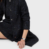 Emporio Armani Gianni T-Bar Analog Silver Dial Blue Leather Strap Watch For Women - AR60020