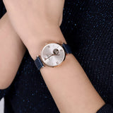 Emporio Armani Gianni T-Bar Analog Silver Dial Blue Leather Strap Watch For Women - AR60020