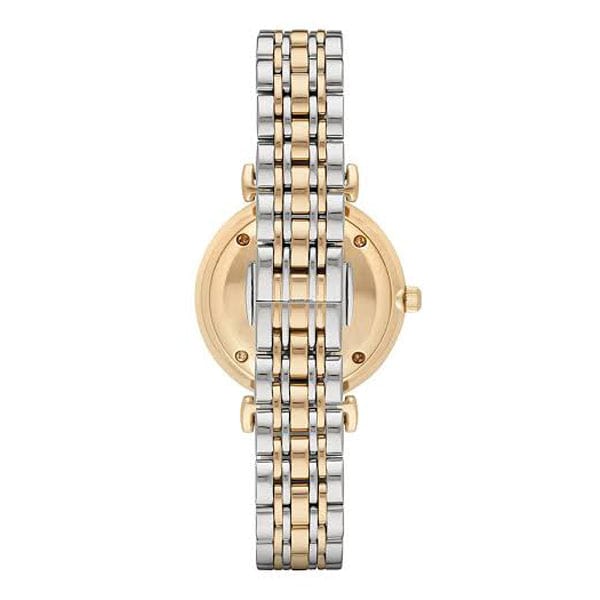 Emporio Armani Gianni T Bar Analog White Dial Two Tone Steel Strap Watch For Women - AR2076