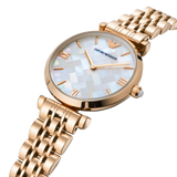 Emporio Armani Mother of Pearl Dial Rose Gold Steel Strap Watch For Women - AR11110