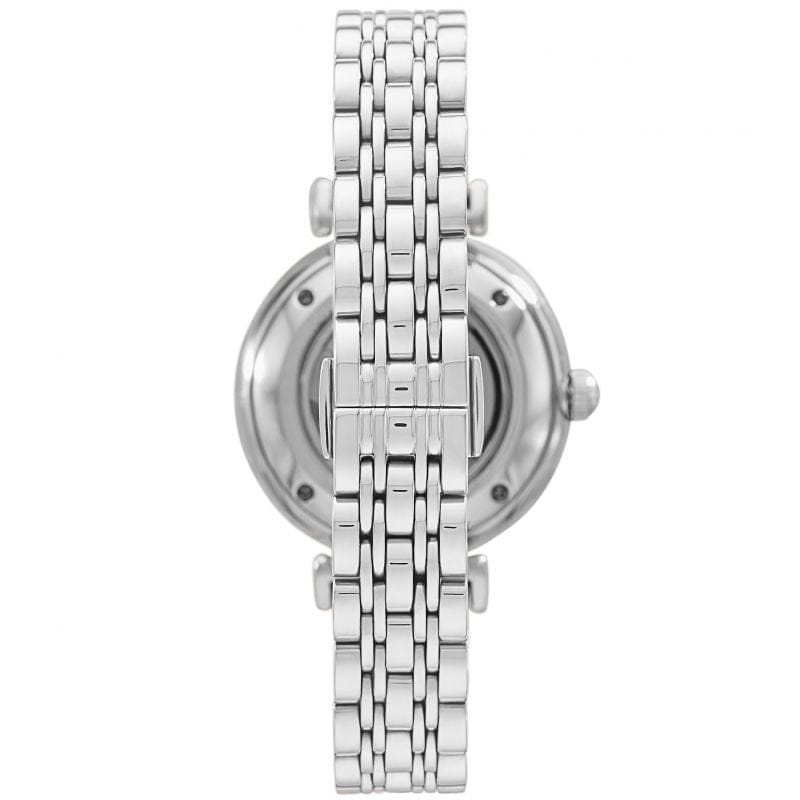 Emporio Armani Gianni T-Bar Automatic Silver Dial Silver Steel Strap Watch For Women - AR60022