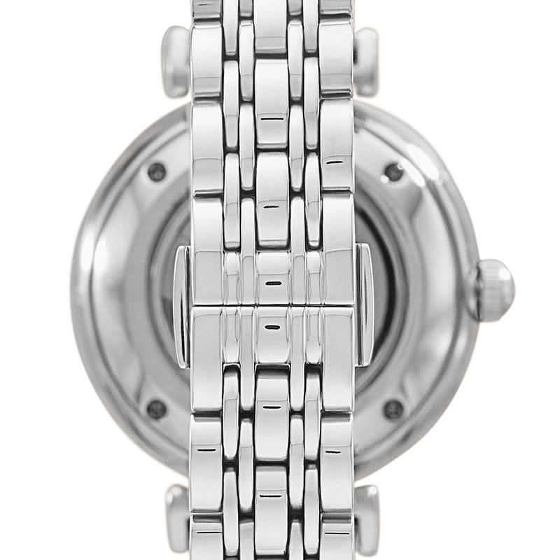 Emporio Armani Gianni T-Bar Automatic Silver Dial Silver Steel Strap Watch For Women - AR60022