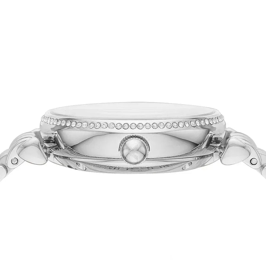 Emporio Armani Gianni T-Bar Automatic Silver Dial Silver Steel Strap Watch For Women - AR60022