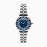 Emporio Armani Gianni T-Bar Blue Dial Silver Steel Strap Watch for Women - AR11627