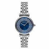 Emporio Armani Gianni T-Bar Blue Dial Silver Steel Strap Watch for Women - AR11627