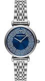 Emporio Armani Gianni T-Bar Blue Dial Silver Steel Strap Watch for Women - AR11627