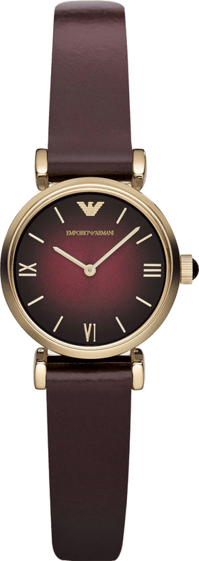 Emporio Armani Gianni T Bar Burgundy Dial Burgundy Leather Strap Watch For Women - AR1758