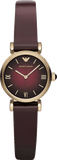 Emporio Armani Gianni T Bar Burgundy Dial Burgundy Leather Strap Watch For Women - AR1758
