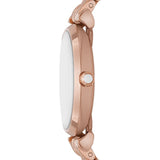 Emporio Armani Gianni T-Bar Crystals Silver Dial Rose Gold Steel Strap Watch For Women - AR11446