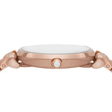 Emporio Armani Gianni T-Bar Crystals Silver Dial Rose Gold Steel Strap Watch For Women - AR11446