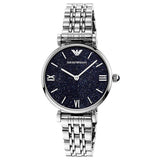 Emporio Armani Gianni T Bar Dark Blue Dial Silver Stainless Steel Watch For Women - AR11091