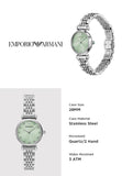 Emporio Armani Gianni T Bar Green Dial Silver Steel Strap Watch for Women - AR11667
