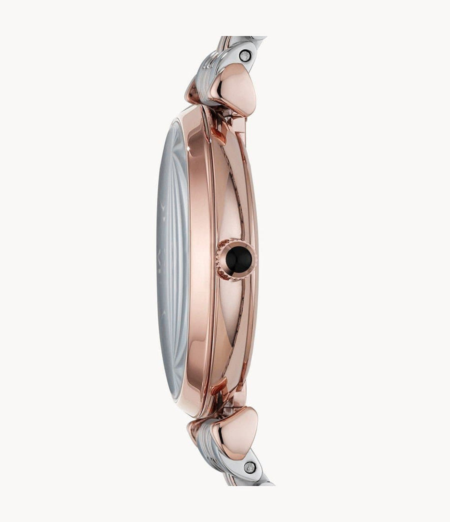 Emporio Armani Gianni T Bar Grey Dial Two Tone Stainless Steel Watch For Women - AR1725