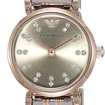 Emporio Armani Gianni T Bar Grey Dial Two Tone Steel Strap Watch For Women - AR1841